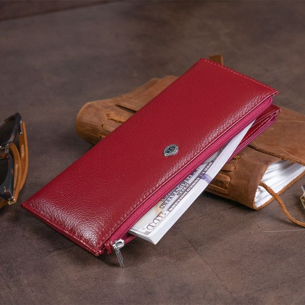Горизонтальний тонкий гаманець зі шкіри жіночий ST Leather 19326 Бордовий 19326 фото