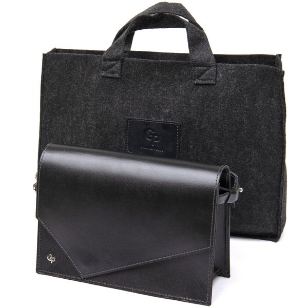 Женская стильная сумка из натуральной кожи GRANDE PELLE 11434 Черный 49839 фото