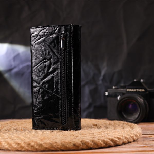 Фактурний горизонтальний жіночий гаманець з натуральної шкіри CANPELLINI 21649 Чорний 21649 фото