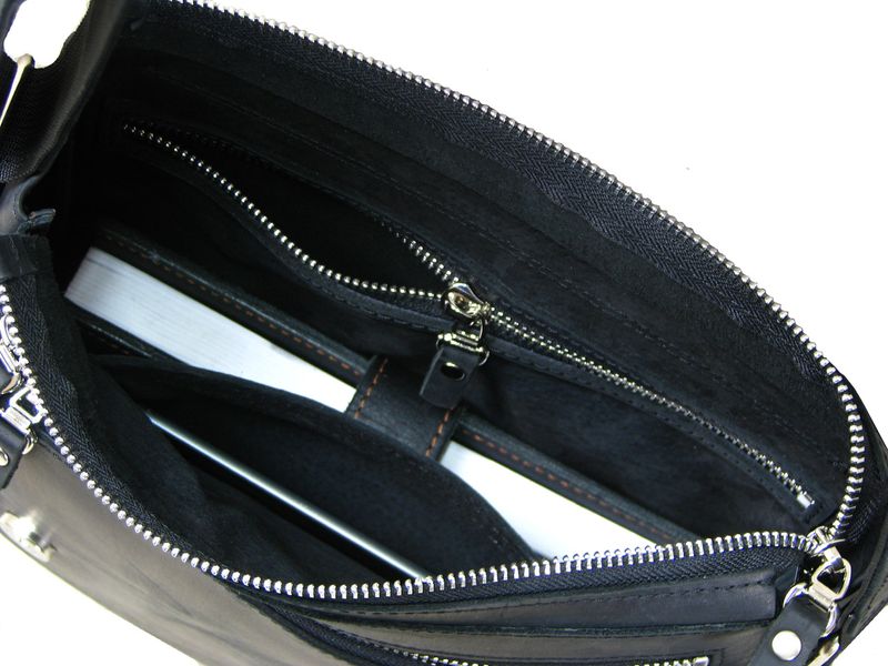 Велика шкіряна чоловіча сумка на плече SGE AR 002 black чорна AR 002 black фото