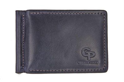 Шкіряний затискач для грошей темно-синього кольору Grande Pelle 105670 105670 фото