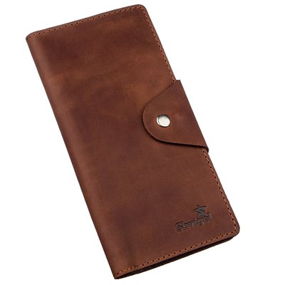 Бумажник мужской вертикальный из винтажной кожи на кнопках SHVIGEL 16181 Коричневый 16181 фото