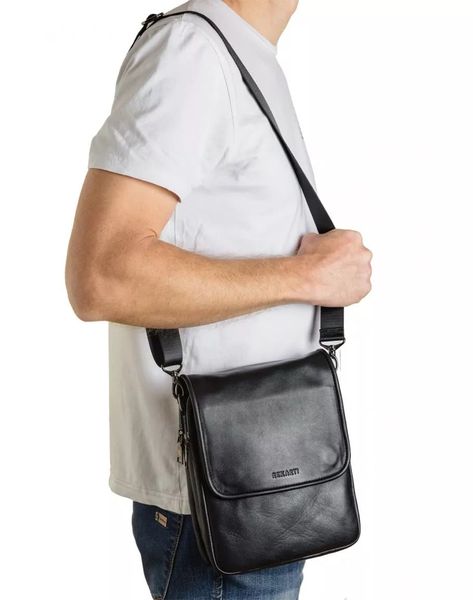 Мужская сумка на плечо из натуральной кожи REK-015-3-Vermont черная REK-015-3-Vermont фото