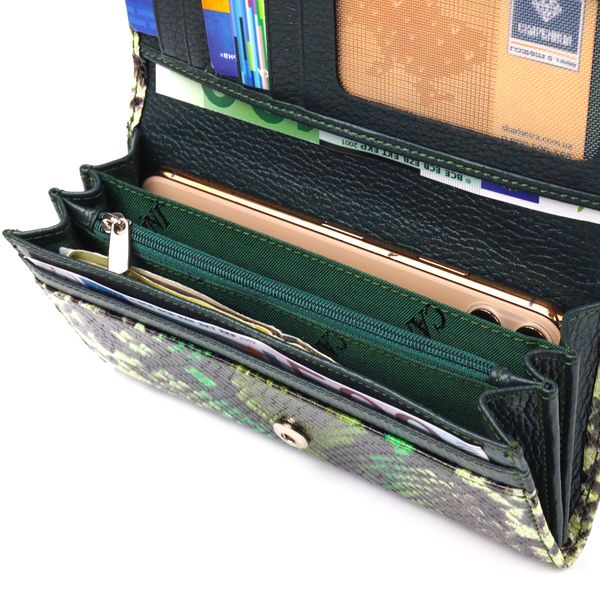 Гарний горизонтальний жіночий гаманець з натуральної шкіри з тисненням під змію CANPELLINI 21650 Різнокольоровий 21650 фото