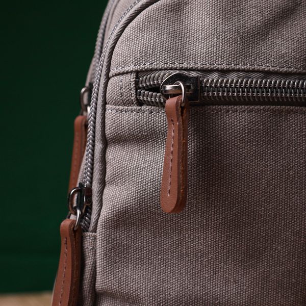 Чоловіча текстильна сумка через плече з ущільненою спинкою Vintagе 22173 Сірий 56809 фото