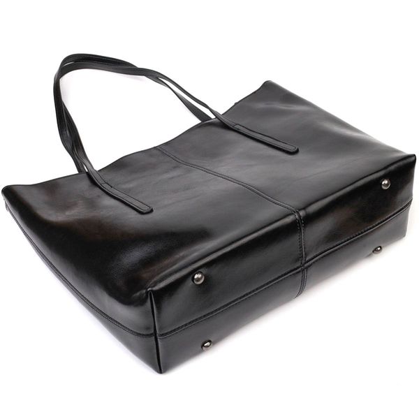 Функциональная сумка шоппер из натуральной кожи 22095 Vintage Черная 56296 фото