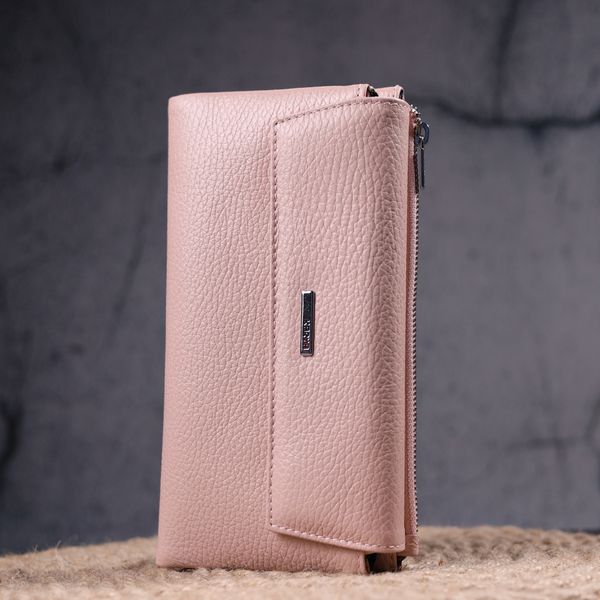 Місткий жіночий гаманець з натуральної шкіри KARYA 21358 Рожевий 21358 фото