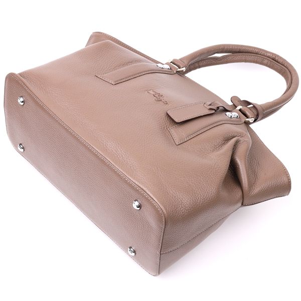Стильная вместительная женская сумка KARYA 20882 кожаная Бежевый 20882 фото