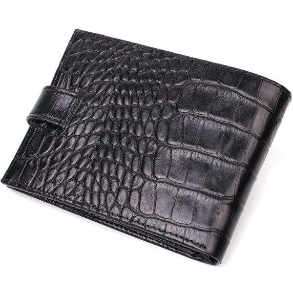 Модный бумажник для мужчин из натуральной фактурной кожи с тиснением под крокодила BOND 21995 Черный 21995 фото