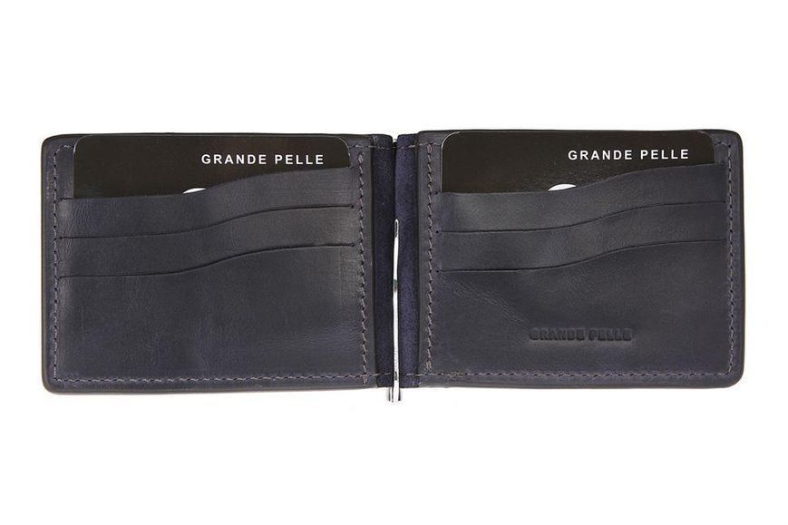 Кожаный зажим для денег тёмно-синего цвета Grande Pelle 105670 105670 фото